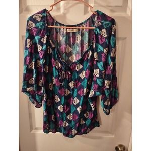Old Navy Top Size L Multicolor 3/4 Sleeve